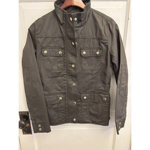 J. Crew Downtown Field Jacket Mossy Brown Waxed Cotton Utility Rain Coat Size XS